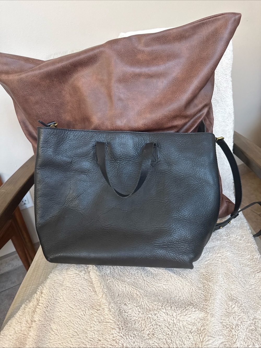 Madewell Black Zip Top Transport Tote Bag